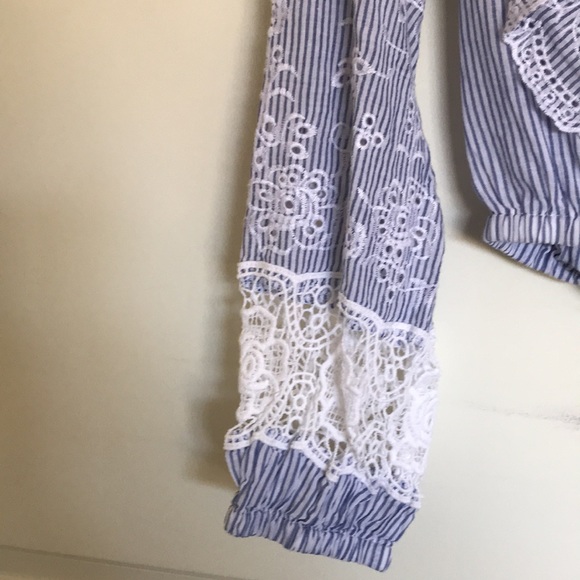 Blue and white striped blouse with ruffles - Picture 4 of 6